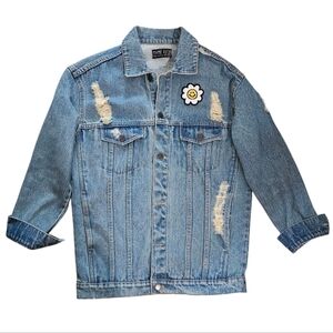 Grateful Dead Blue Denim Jacket with Patches - One Size Fits All